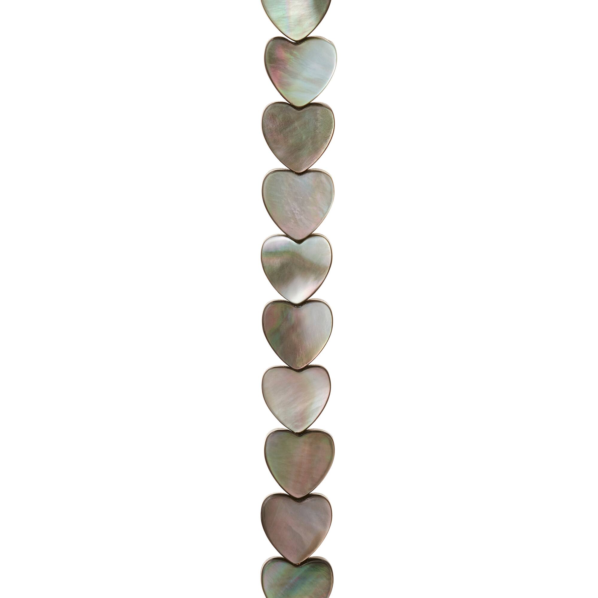 Gray Shell Heart Beads, 10mm by Bead Landing™